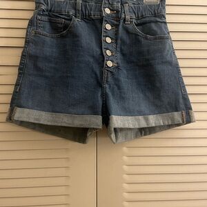 Express Super High Rise Dark Blue Jean Shorts